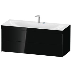Duravit XViu Waschtisch-Unterschrank XV4617OB240P 120x48cm, 2 Schubkästen, 1 Hahnloch, schwarz matt, Rahmen P, schwarz hochglanz