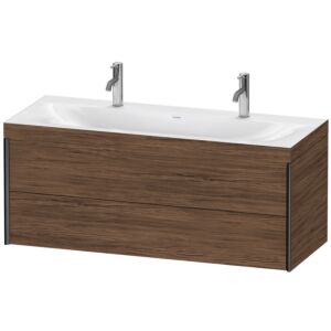 Duravit XViu vanity unit XV4617EB221C 120x48cm, 2 drawers, 2 tap holes, matt black, Rahmen C, dark walnut