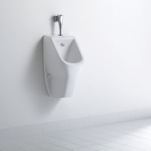 Duravit D-Code Urinal 0828302007 weiss, Zulauf von oben, rimless, mit Fliege