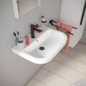 Duravit D-Code Waschtisch 65 cm 2398650000  650x460 mm, mit Überlauf, Hahnlochbank, Hahnloch, Weiß Hochglanz