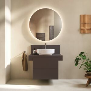 Console de balcon Duravit BA90560IGIG0000 80 x 55 x 37 cm, 1 vasque centrale découpée, brun ardoise mat