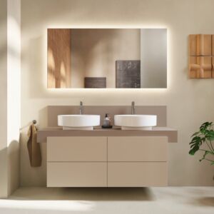 Console de balcon Duravit BA90610IFIF0000 140 x 55 x 37 cm, 2 découpes, vasque des deux côtés, terre d&#39;ombre mate