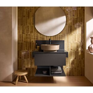 Console de balcon Duravit BA90630IAIA0000 80 x 55 x 37 cm, 1 découpe, vasque centrale, structure lave, composite minéral