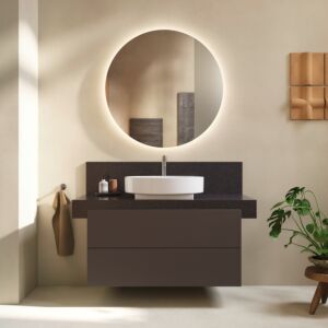 Console de balcon Duravit BA90650IAIA0000 120 x 55 x 37 cm, 1 découpe, vasque centrale, structure lave, composite minéral