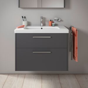 Duravit D-Code vanity unit DC4672010490000 , handle chrome, graphite matt, wall-mounted, drawers 2, 784x555x460 mm