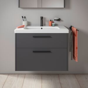 Duravit D-Code Waschtischunterschrank DC46720BD490000 ,Griff Diamantschwarz, Graphit Matt, Wandhängend, Schubkästen 2, 784x555x460 mm