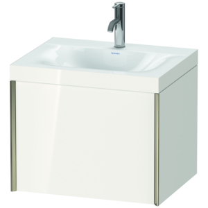 Duravit XViu vanity unit XV4609OB122C 60x48cm, 2000 pull-out, 2000 tap hole, matt champagne, Rahmen C, high-gloss white