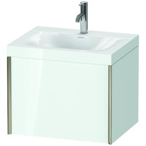 Duravit XViu vanity unit XV4609OB185C 60x48cm, 2000 pull-out, 2000 tap hole, matt champagne, Rahmen C, white high gloss