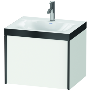 Duravit XViu vanity unit XV4609OB218P 60x48cm, 2000 pull-out, 2000 tap hole, matt black, Rahmen P, matt white