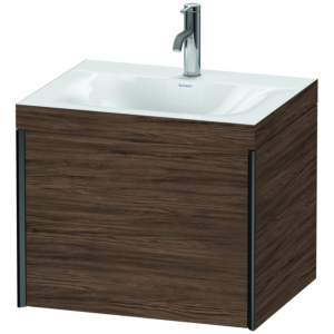 Duravit XViu vanity unit XV4609OB221C 60x48cm, 2000 pull-out, 2000 tap hole, matt black, Rahmen C, dark walnut