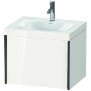 Duravit XViu vanity unit XV4609OB222C 60x48cm, 2000 pull-out, 2000 tap hole, black matt, Rahmen C, white high gloss