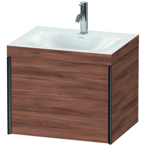 Duravit XViu Meuble XV4609OB279C 60x48cm, 2000 gigogne, 2000 trou de coulée, noir mat, Cadres C, noyer naturel