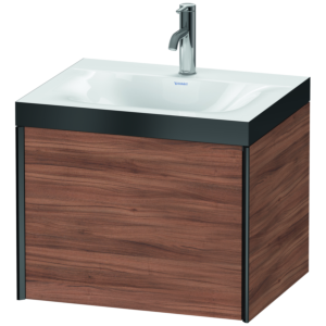 Duravit XViu vanity unit XV4609OB279P 60x48cm, 2000 pull-out, 2000 tap hole, matt black, Rahmen P, natural walnut