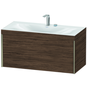 Duravit XViu vanity unit XV4611EB121C 100x48cm, 2000 pull-out, 2 tap holes, matt champagne, Rahmen C, dark walnut