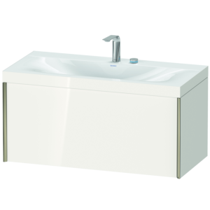 Duravit XViu Waschtisch-Unterschrank XV4611EB122C 100x48cm, 1 Auszug, 2 Hahnlöcher, champagner matt, Rahmen C, weiß hochglanz