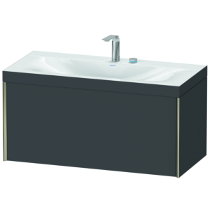 Duravit XViu vanity unit XV4611EB149C 100x48cm, 2000 pull-out, 2 tap holes, matt champagne, Rahmen C, matt graphite