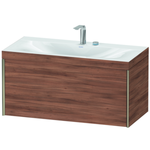 Duravit XViu vanity unit XV4611EB179C 100x48cm, 2000 pull-out, 2 tap holes, matt champagne, Rahmen C, natural walnut