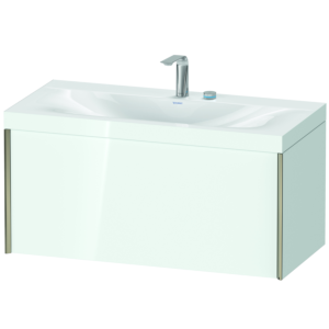 Duravit XViu Waschtisch-Unterschrank XV4611EB185C 100x48cm, 1 Auszug, 2 Hahnlöcher, champagner matt, Rahmen C, weiß hochglanz