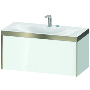 Duravit XViu Waschtisch-Unterschrank XV4611EB185P 100x48cm, 1 Auszug, 2 Hahnlöcher, champagner matt, Rahmen P, weiß hochglanz