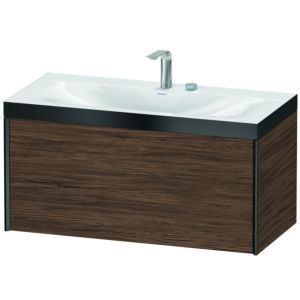 XViu Duravit vasque XV4611EB221P 100x48cm, 2000 , 2 trous pour robinetterie, noir mat, Cadres P, noyer foncé
