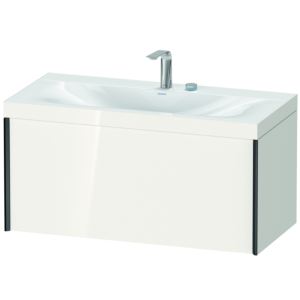 Duravit XViu vanity unit XV4611EB222C 100x48cm, 2000 pull-out, 2 tap holes, black matt, Rahmen C, white high gloss