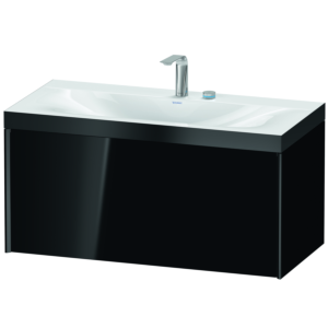 Duravit XViu Waschtisch-Unterschrank XV4611EB240P 100x48cm, 1 Auszug, 2 Hahnlöcher, schwarz matt, Rahmen P, schwarz hochglanz