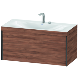 XViu Duravit vasque XV4611EB279C 100x48cm, 2000 , 2 trous pour robinetterie, noir mat, Cadres C, noyer naturel