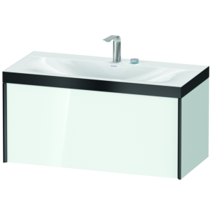 Duravit XViu vanity unit XV4611EB285P 100x48cm, 2000 pull-out, 2 tap holes, black matt, Rahmen P, white high gloss