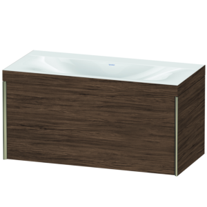 XViu Duravit vasque XV4611NB121C 100x48cm, 2000 , sans trou pour robinet, champagne mat, Cadres C, noyer foncé