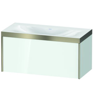 Duravit XViu vanity unit XV4611NB185P 100x48cm, 2000 pull-out, without tap hole, matt champagne, Rahmen P, white high gloss