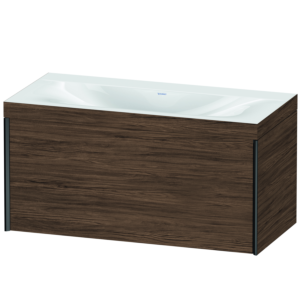 Duravit XViu vanity unit XV4611NB221C 100x48cm, 1 drawer, without tap hole, matt black, frame C, dark walnut