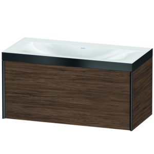 Duravit XViu vanity unit XV4611NB221P 100x48cm, 2000 pull-out, without tap hole, matt black, Rahmen P, dark walnut