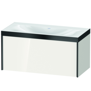 Duravit XViu vanity unit XV4611NB222P 100x48cm, 2000 pull-out, without tap hole, black matt, Rahmen P, white high gloss