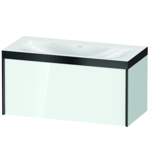 Duravit XViu vanity unit XV4611NB285P 100x48cm, 2000 pull-out, without tap hole, black matt, Rahmen P, white high gloss