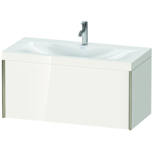 Duravit XViu vanity unit XV4611OB122C 100x48cm, 2000 pull-out, 2000 tap hole, matt champagne, Rahmen C, white high gloss
