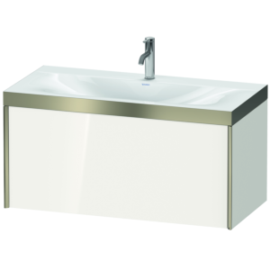 Duravit XViu vanity unit XV4611OB122P 100x48cm, 2000 pull-out, 2000 tap hole, matt champagne, Rahmen P, white high gloss