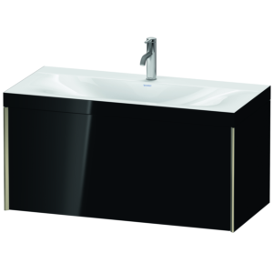 Duravit XViu vanity unit XV4611OB140C 100x48cm, 2000 pull-out, 2000 tap hole, matt champagne, Rahmen C, black high-gloss