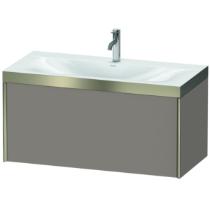Duravit XViu vanity unit XV4611OB143P 100x48cm, 2000 pull-out, 2000 tap hole, matt champagne, Rahmen P, matt basalt