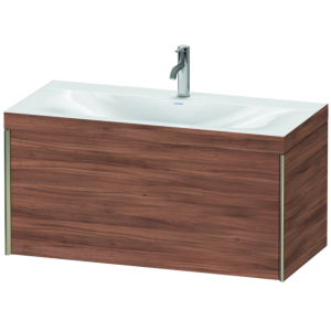 Duravit XViu vanity unit XV4611OB179C 100x48cm, 2000 pull-out, 2000 tap hole, matt champagne, Rahmen C, natural walnut