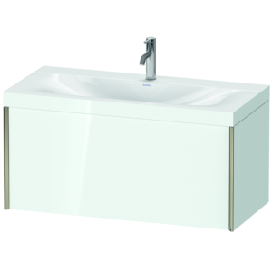 Duravit XViu Waschtisch-Unterschrank XV4611OB185C 100x48cm, 1 Auszug, 1 Hahnloch, champagner matt, Rahmen C, weiß hochglanz