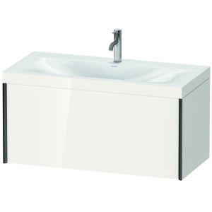 Duravit XViu vanity unit XV4611OB222C 100x48cm, 2000 pull-out, 2000 tap hole, black matt, Rahmen C, white high gloss