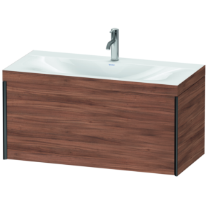 Duravit XViu vanity unit XV4611OB279C 100x48cm, 2000 pull-out, 2000 tap hole, matt black, Rahmen C, natural walnut