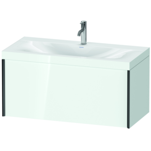 Duravit XViu vanity unit XV4611OB285C 100x48cm, 2000 pull-out, 2000 tap hole, black matt, Rahmen C, white high gloss