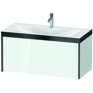 Duravit XViu vanity unit XV4611OB285P 100x48cm, 2000 pull-out, 2000 tap hole, black matt, Rahmen P, white high gloss