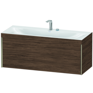 Duravit XViu vanity unit XV4612EB121C 120x48cm, 2000 pull-out, 2 tap holes, matt champagne, Rahmen C, dark walnut