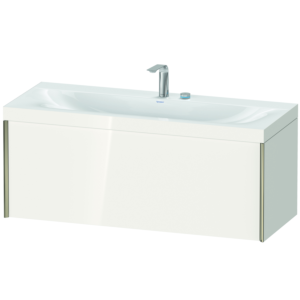 Duravit XViu Waschtisch-Unterschrank XV4612EB122C 120x48cm, 1 Auszug, 2 Hahnlöcher, champagner matt, Rahmen C, weiß hochglanz
