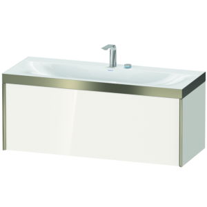 Duravit XViu Waschtisch-Unterschrank XV4612EB122P 120x48cm, 1 Auszug, 2 Hahnlöcher, champagner matt, Rahmen P, weiß hochglanz