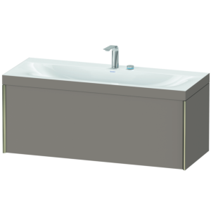 Duravit XViu vanity unit XV4612EB143C 120x48cm, 2000 pull-out, 2 tap holes, matt champagne, Rahmen C, matt basalt