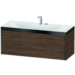 XViu Duravit vasque XV4612EB221P 120x48cm, 2000 , 2 trous pour robinetterie, noir mat, Cadres P, noyer foncé