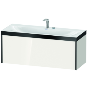 Duravit XViu vanity unit XV4612EB222P 120x48cm, 2000 pull-out, 2 tap holes, black matt, Rahmen P, white high gloss